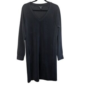 Athleta Seasoft Sress Size Medium Tall Black Long Sleeve Athletic V Neck Soft